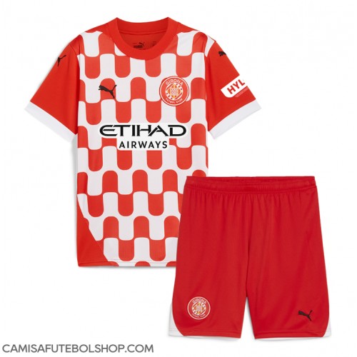 Camisa de time de futebol Girona Replicas 1º Equipamento Infantil 2024-25 Manga Curta (+ Calças curtas)